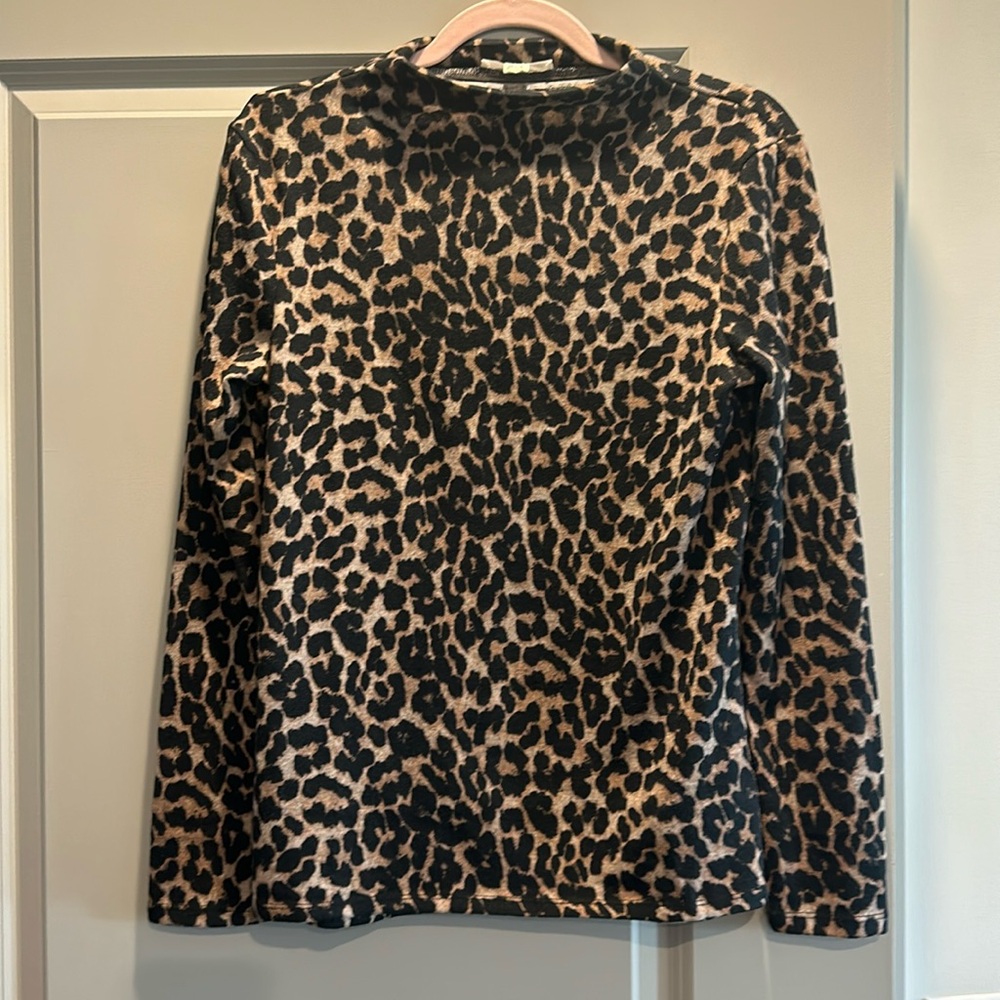 Women’s Mock Turtle Neck Animal Print Top